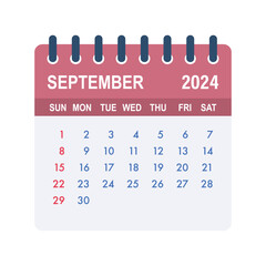 Wall Mural - September 2024 Calendar Leaf. Calendar 2024 in flat style. Vector stock illustration