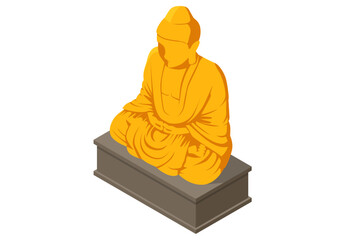 Isometric Golden Buddha statue isoleted. The Golden Buddha, officially titled Phra Phuttha Maha Suwanna Patimakon