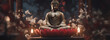 buddha statue and lotus flowers