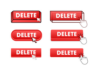 Wall Mural - delete button with pointer clicking. delete web buttons set. user interface element in flat style. v
