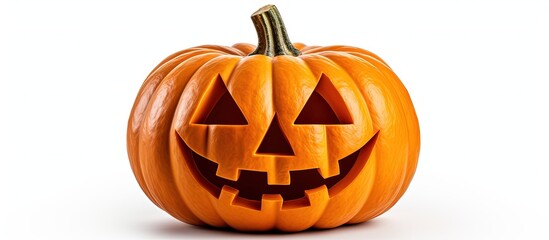 Poster - Isolated Halloween Jack o lantern on white background with copyspace for text