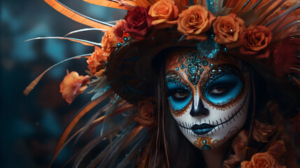 Wall Mural - Día de los Muertos - Day Of Day - Portraits Generated by AI