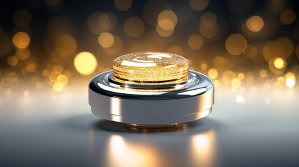 A Golden Buzzer styled button featuring a luxury design with golden glitter.