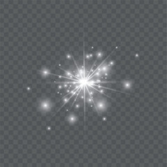 Wall Mural - Glow light effect. Starburst with sparkles on transparent background. Vector illustration. Sun