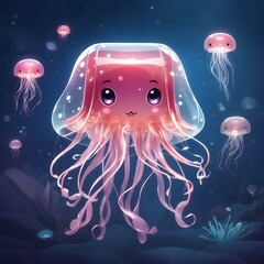 Box jellyfish illustration Ai Generative