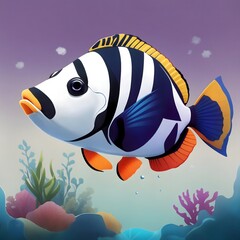 Clown triggerfish illustration Ai Generative