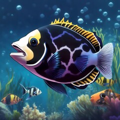 Clown triggerfish illustration Ai Generative