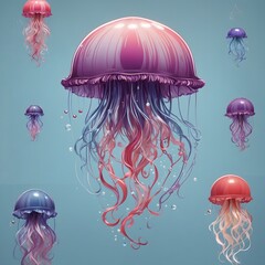 Portuguese man o' war illustration Ai Generative