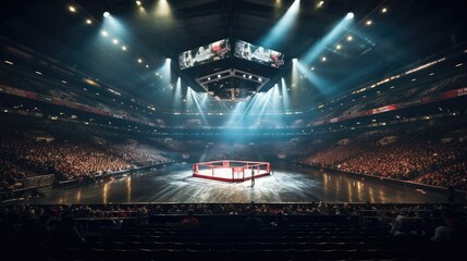 Aufkleber - Ring arena for boxing fight and MMA championship competitions, Ring for fights and competitions in mixed martial arts.