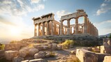 Panoramic view of the Erechtheion in Athens, Greece