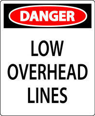 Wall Mural - Danger Sign Low Overhead Lines