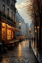 Paris Street At Night