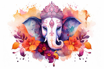 Wall Mural - a 3d watercolor painting of an loard ganesha