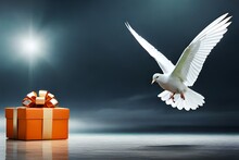 White Dove With Gift Box
