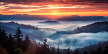 Great Smoky Mountains National Park Scenic Sunset Landscape Vacation Getaway Destination