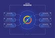 infographic template with compass symbol. six options information template with navy blue background. business infographic