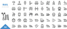 Rail Outline Icon Collection. Minimal Linear Icon Pack. Vector Illustration