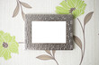 blank photo frame png mockup, with floral wallpaper background, transparent centre