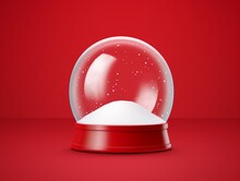 An Empty Snow Globe Isolated On Red