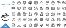 delicious outline icon collection. Minimal linear icon pack. Vector illustration