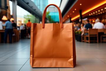 Sticker - paper shopping bags on the counter