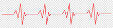 Heartbeat Red Line Icon. EKG And Cardio Symbol. Vector Illustration Isolated On Transparent Background
