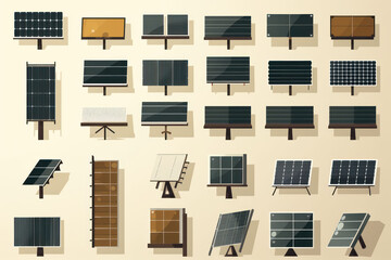 Types of solar panels, illustration