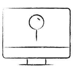 Wall Mural - Hand drawn Monitor Pin icon