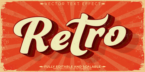 Wall Mural - Retro vintage text effect, editable nostalgia and classic customizable font style