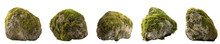 Large Stone Shape Mossy Rocks, Square Size, Isolated On Transparent Background Generative Ai