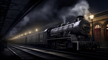 A Vintage Steam Locomotive Embarks On Its Journey From The Historic Railway Station..
