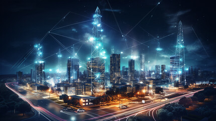 Picture a city of the future, where the Internet of Things and lightning-fast 5G connectivity converge to create a modern smart city.