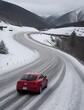 auto winterreifen verschneite strasse schnee schnee eis regen glatteis glätte geräumte strasse strassendienst 
