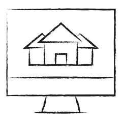 Sticker - Hand drawn Real estate Monitor icon