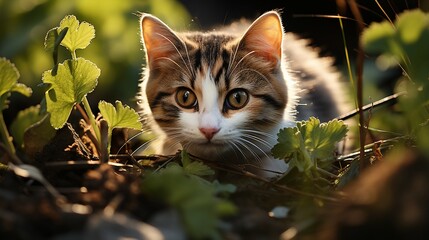 Canvas Print - cat on the grass