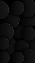 Vertical Video - Dark Abstract Geometric Background With Gently Moving Black Spheres. This Black Minimalist Background Is Full HD And A Seamless Loop.