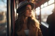 Young woman on a subway train