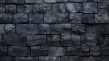 Black Stone Wall Background Texture, 3D Render Minimalist Stone Texture For Presentation.