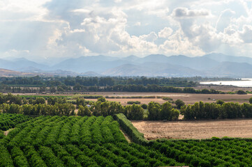 Mediterranean autumn evening view of mountains and sea 2