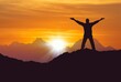 © HalilKorkmazer - Man standing on top of mountain arms raised successfully