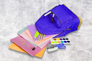 Sticker - Classic colored school bag full of items