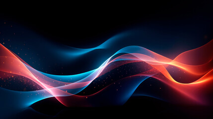 Wall Mural - Abstract with dynamic particles futuristic wave background