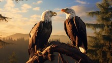A Poignant Scene Featuring Eagles At A Conservation Center, Highlighting The Efforts To Protect And Rehabilitate These Magnificent Birds, With Space For Text. Background Image, AI Generated