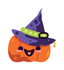 Wall Mural - halloween kawaii pumpkin with hat