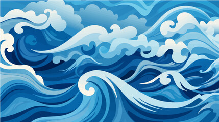 Wall Mural - hand paint Seamless doodle simple art. Wave background.
