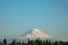 Mt. Rainer Sits Above The City In Washington State