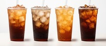 Mockup Collection Of Blank Paper Cup With Straw And Iced Cola On White Background Including Clipping Path