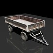 3D computer-rendered illustration of an old utility trailer.