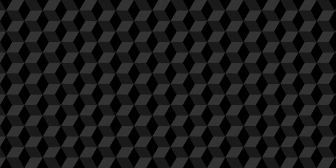 Abstract Black cube triangle geometric square seamless background. Seamless blockchain technology pattern. Vector illustration pattern with blocks. Abstract geometric design print of cubes pattern.