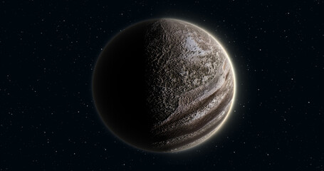Wall Mural - abstract realistic space planet round sphere with a stone relief surface in space against the backgr